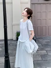 2点セット レディース ベスト Tシャツ スカート シンプル 上品 スクール風 夏
