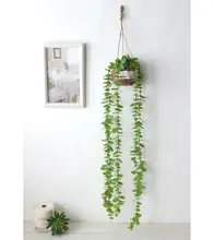 フェイクゴールドマネー植物 壁掛け 家具装飾 グリーン植物 小型バスケット
