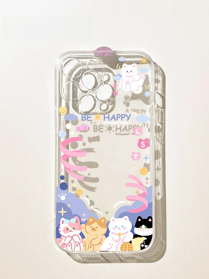 かわいいカートゥーン猫耳デザインのiPhoneケース【シリコン製・14ProMax対応・個性的】
