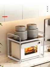 ステンレス製キッチン用電子レンジラック【電気炊飯器・エアフライヤー対応・一体型収納】