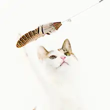 猫じゃらし 猫用おもちゃ リアルフェザー ワイヤー入り 長尺 静音 替え羽付き インタラクティブ