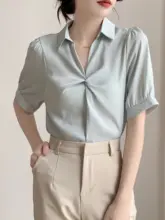 女性用 薄手半袖シャツ【夏用・フレンチスタイル・ビジネスウェア】