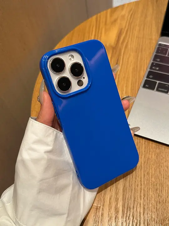 高級感あるiPhone用ケース【ブリリアントブルー・全包カバー・ソフトシリコン】