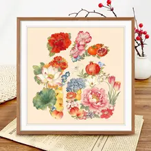 縁起の良い刺繍飾り【華やかな福字デザイン・リビングルーム用・ハンドメイド】