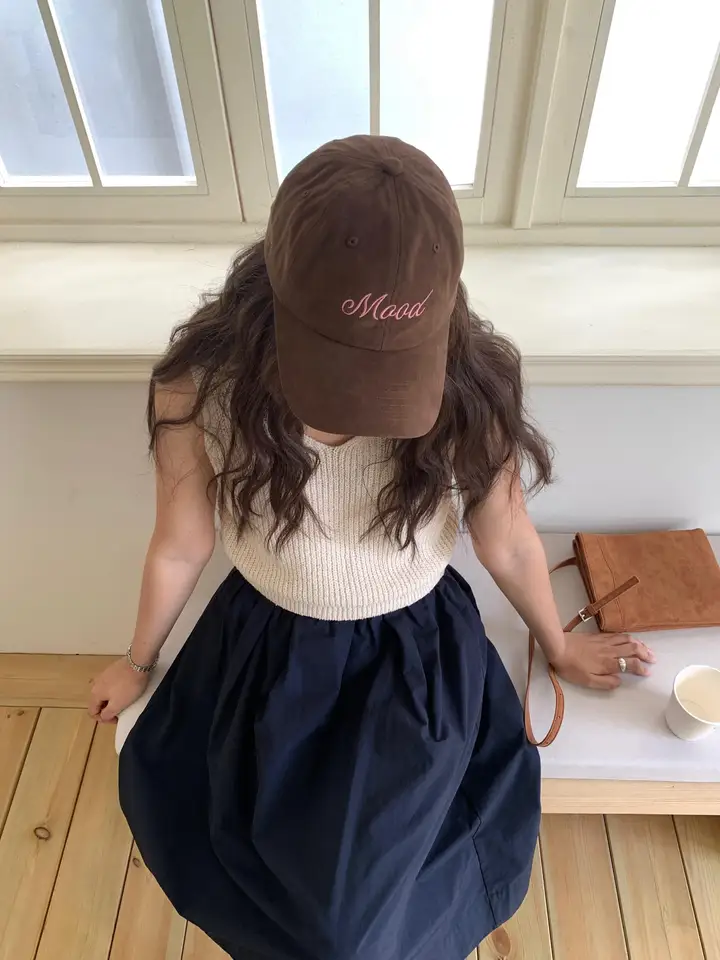 ベースボールキャップ レディース つば広 小顔効果 韓流 アースカラー ブラウン 秋冬