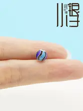 足銀のインサートビーズ【焼き藍・透かしデザイン・波形】