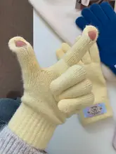 冬の野外活動に最適！防寒・防風五本指手袋【スマホ対応・極上の柔らかさ・黄色】