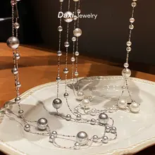 満天星パールネックレス【軽やかな高級デザイン・重ね着け可能・ロックボーンチェーン】
