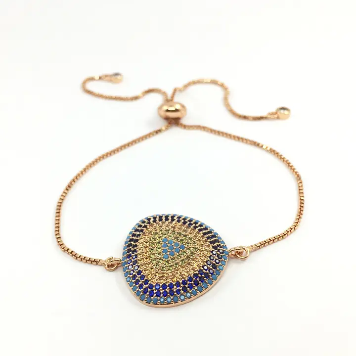 ペアブレスレット レディース ナザールバジュウ ハムサ 三角形 マイクロパヴェ トルコモチーフ