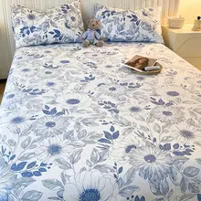 花柄デザイン コットン寝具セット【ダブルサイズ・枕カバー付き・100%コットン・夏用】