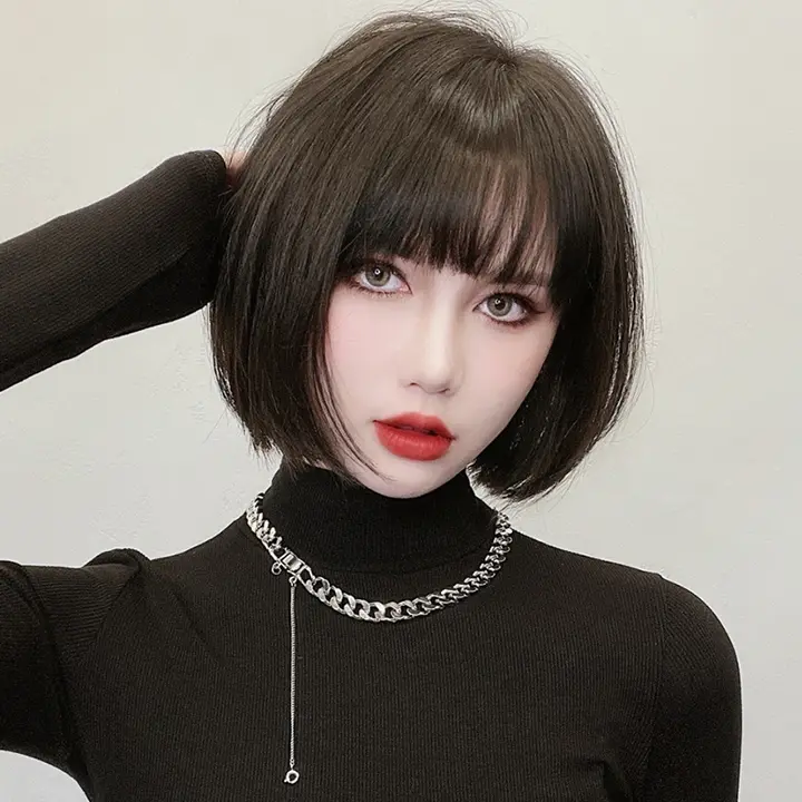 ボブスタイル 短髪ウィッグ【100%人毛・自然な仕上がり・全頭セット】