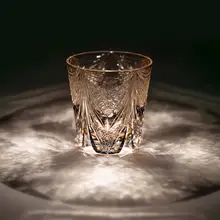 江戸切子風 手作りクリスタルグラス【酒用・装飾彫刻入り】