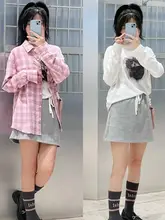 チェック柄長袖シャツ【ゆったりカジュアル・春用・女性用】