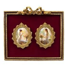 ウォールアート インテリア絵画 ベルベット調 多連 ヴィンテージ フレンチスタイル ヨーロピアン 上品 ラグジュアリー 個性的 ダイニング