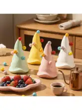 クリエイティブなクリスマスツリー型フルーツフォーク【高級ステンレス製・陶器収納容器付き・装飾用】（セットアップ対応）