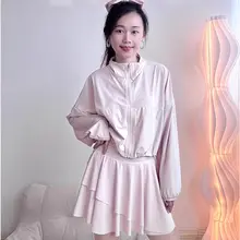 女性用ランニング長袖ジャケット【速乾・日焼け防止・ゆったりタイプ・ヨガ・フィットネス用】（セットアップ対応）