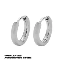 TWO LEAVES S925 ブラスト仕上げシルバーイヤリング【ユニセックス・太めのフープ・ストリートスタイル】
