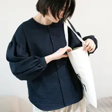 レトロデザインのパフスリーブシャツ【春夏秋用・長袖・シンプルスタイル】