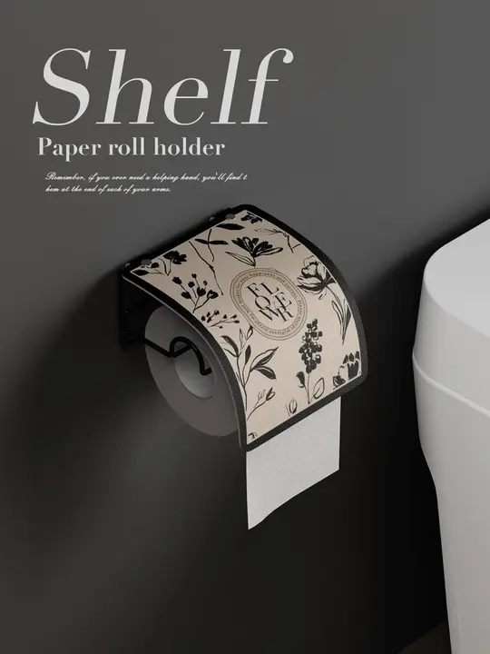 洗面所用 トイレットペーパーホルダー【壁掛けタイプ・穴あけ不要・クリーム風デザイン】