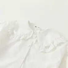 女の子用春秋シャツ【フリルカラー・長袖・コットン製・甘いデザイン】