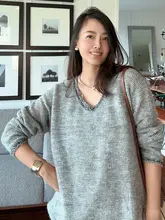 Navy Keys アルパカウール Vネックセーター【クラシックスタイル・レディース】