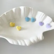 可愛い毛糸のハート型イヤリング【シルバー・ノンホールピアス・秋冬用】
