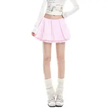 プリーツ ミニスカート レディース ハイウエスト Aライン フラワーバケット 春物 ガーリー スクール風
