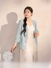 菊花刺繍の防晒カーディガン【大サイズ・新中式・国風デザイン・パンコート付き】（セットアップ対応）