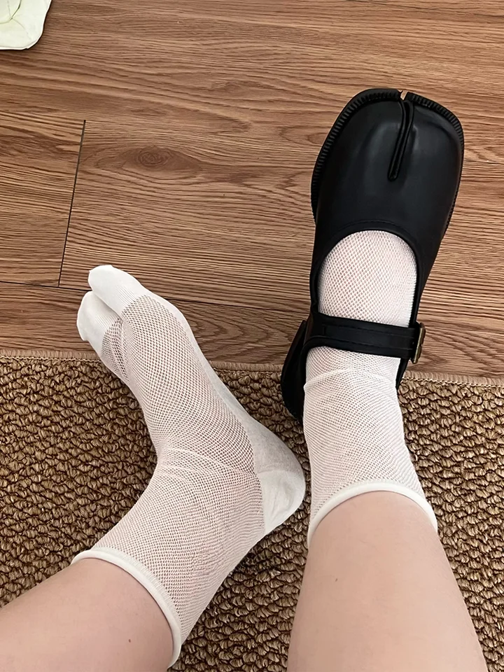 春夏用 軽量メッシュ素材のタビソックス【コットン・二趾・中筒・無地】