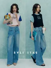 デニムオーバーサイズストレートパンツ【デコンストラクションデザイン・トルコ製】