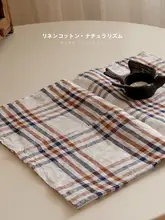 シンプルチェック柄 コットンリネン製 テーブルクロス【飲食用・撮影背景】