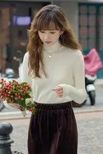高リブニットハイネックトップス【ソフトな手触り・スリムフィット・秋冬用・レディース】
