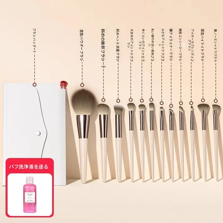 モカメイクブラシセット【アイシャドウ・チーク・ハイライト・初心者向け・ブラシ全種揃い】（セットアップ対応）