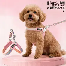 夏用 通気性のあるバイカラー犬用ハーネス【小型犬用・首に優しいリード付き】
