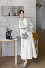 2点セット レディース ベスト ワンピース スカート オフホワイト 秋 フレンチスタイル きれいめ 上品 フェミニン