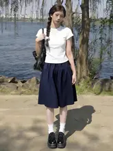 春用 紺色 Aラインスカート【コットン・女性用・カジュアル】