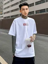 私たちのTシャツ【アメリカンストリートスタイル・グラデーション・男女兼用・重厚なコットン・クルーネック・ルーズフィット】