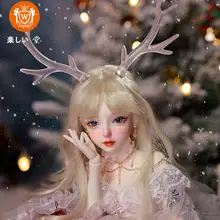 透明な鹿角のアクセサリー付きBJD人形【手作り・オリジナルデザイン】