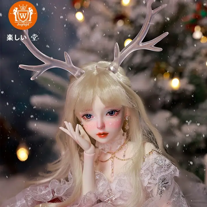 透明な鹿角のアクセサリー付きBJD人形【手作り・オリジナルデザイン】
