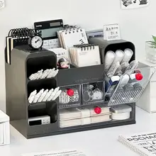 デスク収納ボックス【引き出し式・文房具整理用・斜め差しクリエイティブペン立て】
