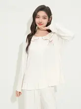 春季用フリルカラークマ柄パジャマ【甘可愛い・ルーズフィット・ホームウェア】（セットアップ対応）