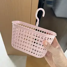通気性抜群！プラスチック製の小型吊り籠【水切り機能付き・収納バスケット】