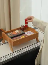 木製の大容量化粧品収納トレイ【デスクトップ用・スタイリッシュ・長方形】