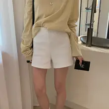 春のカジュアル高腰ショートパンツ【レディース・リモンティーグリーン・小柄向け】