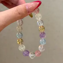 清透なアイスクリームカラーのイエロークォーツ＆アクアマリンブレスレット【天然石・女性向け・手首に優しいデザイン】