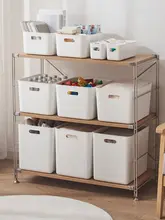 キッチン用厚手収納ボックス【プラスチック製・長方形・ホワイト・多目的整理ボックス】