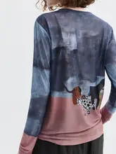 猫印花アートデザインのロングスリーブTシャツ【薄手・夏用・日焼け防止】