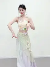 新中式デザインの吊りストラップトップス【印刷柄・舞踊練習着・国風スタイル】