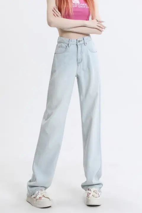 ライトカラーのワイドレッグデニムパンツ【高腰・フレア・ストレート】