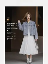 デニムジャケット【ストーン装飾・ウォッシュドライトブルー・レディース・カジュアル】